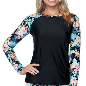 Raisins Black/Multi Coconut Grove Junior's LS Rash Guard